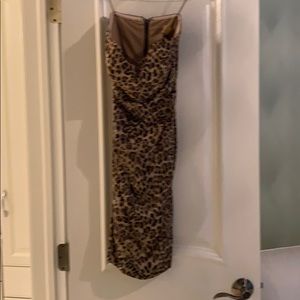 Brown leopard strapless dress